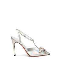 Women's silver iridescent material Santoni Sibille high-heel pump - Santoni - 1