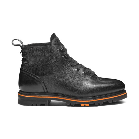Men's black leather hiking boot - Santoni - 1