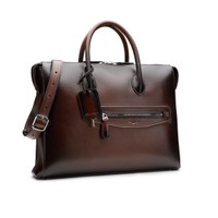 Sac d&rsquo;ordinateur en cuir brun fonc&eacute; - Santoni - 2