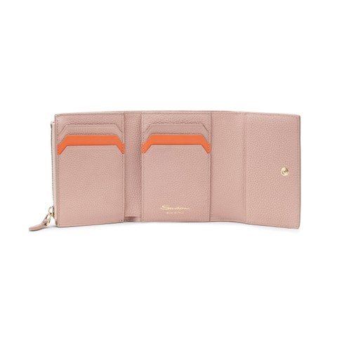 Pink tumbled leather wallet - Santoni - 3
