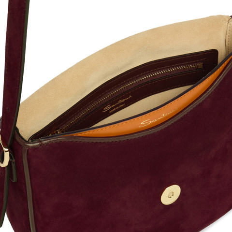 Dark brown suede crossbody bag - Santoni - 3