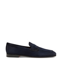 Men's blue suede Carlo loafer - Santoni - 1