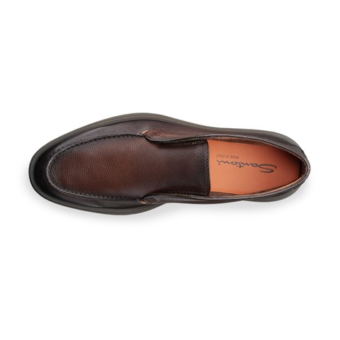 Men's dark brown tumbled leather desert boot - Santoni - 4