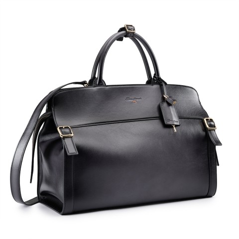 Sac &agrave; main en cuir gris - Santoni - 2