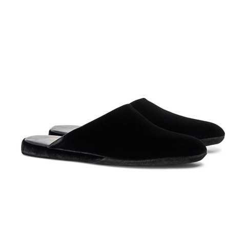 Men's black velvet slipper - Santoni - 2