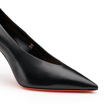 D&eacute;collet&eacute;s tacco alto da donna in pelle nera - Santoni - 5