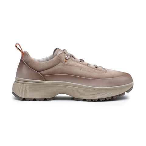 Men's dove grey leather and suede Easy Bounce Mountain sneaker - Santoni - 1