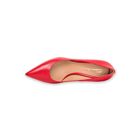 Women's red leather high-heel pump - Santoni - 4