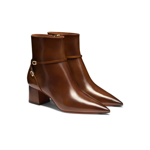 Braune Stiefeletten für Damen aus Leder mit mittelhohem Absatz - Santoni - 3