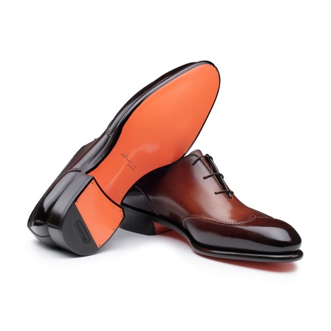 حذاء أكسفورد رجالي من الجلد بلون بني داكن - Santoni - 3