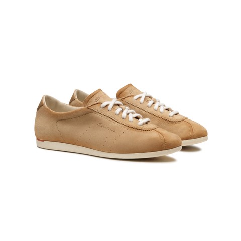 Women's beige suede sneaker - Santoni - 3