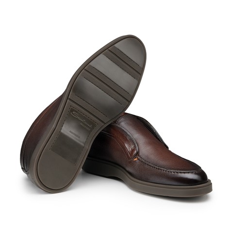 Men's dark brown tumbled leather desert boot - Santoni - 3