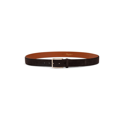 Men&rsquo;s brown suede adjustable belt - Santoni - 4