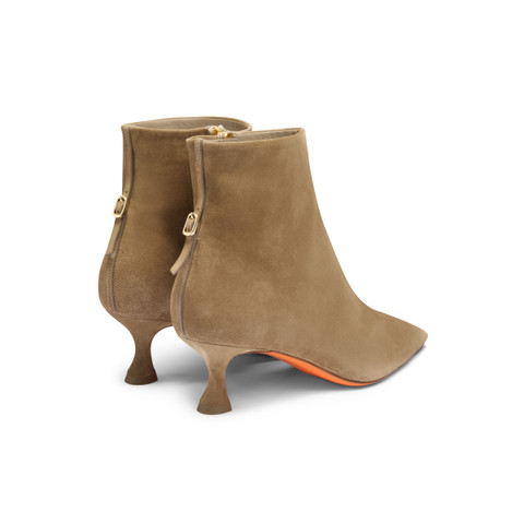 Women's beige suede mid-heel ankle boot - Santoni - 4