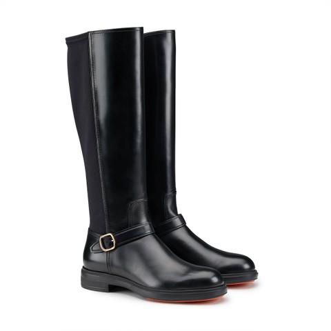 Women's black leather Easy boot - Santoni - 3