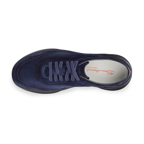 Men's blue suede Easy Bounce sneaker - Santoni - 4