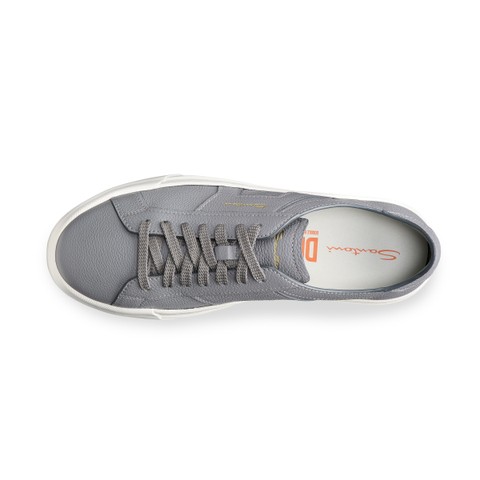 Men's grey tumbled leather Double Buckle Sneaker - Santoni - 5