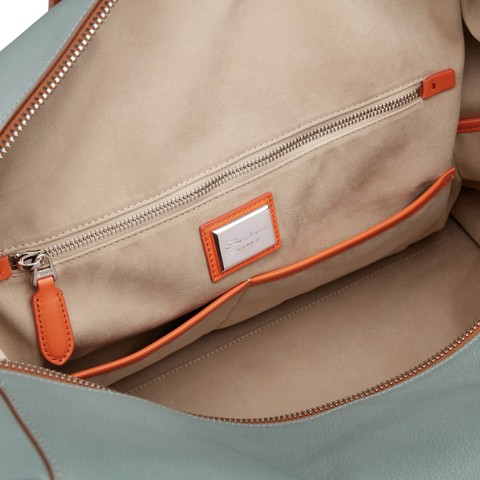 Light blue tumbled leather weekend bag - Santoni - 4