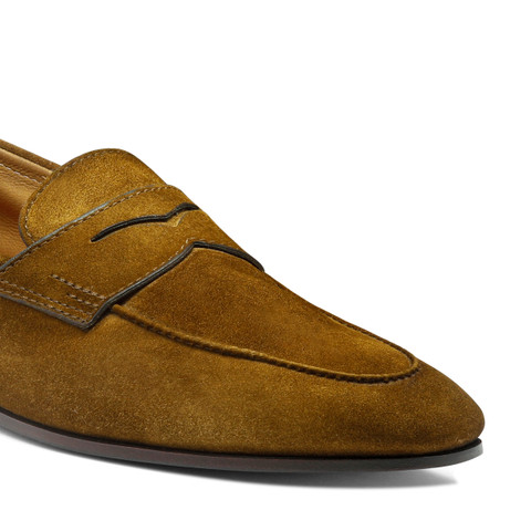 Mocassino penny Carlo da uomo in suede verde - Santoni - 6