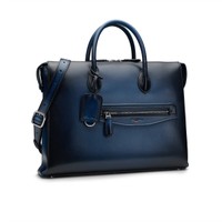 Sac d&rsquo;ordinateur en cuir bleu - Santoni - 2