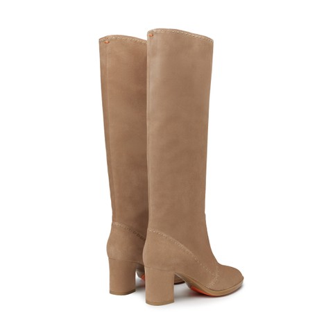 Women's beige suede mid-heel boot - Santoni - 2