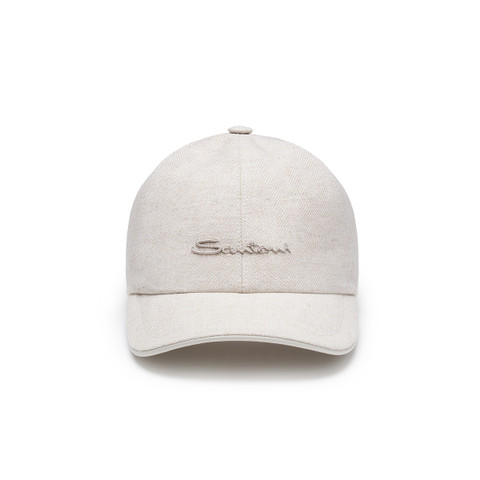 Men's beige fabric baseball cap - Santoni - 1