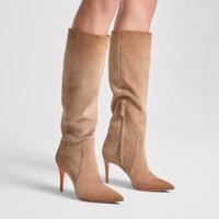 Women's beige suede high-heel boot - Santoni - 2