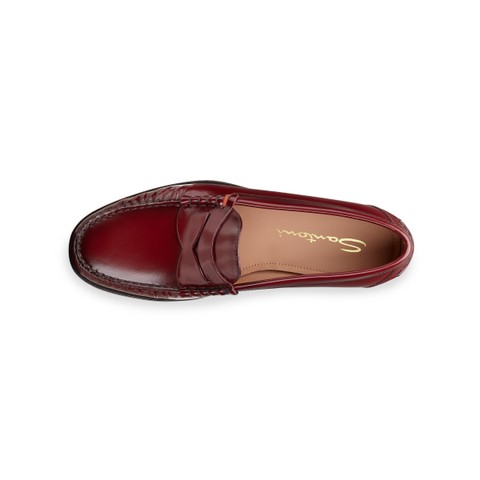 Mocassino penny da donna in pelle bordeaux - Santoni - 4