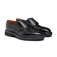 Men's black leather Derby brogue shoe - Santoni - 2