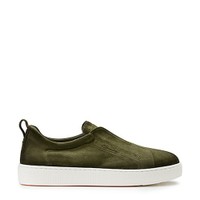 Men's green suede slip-on sneaker - Santoni - 1