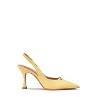 Slingback tacco alto da donna in suede giallo - Santoni - 1