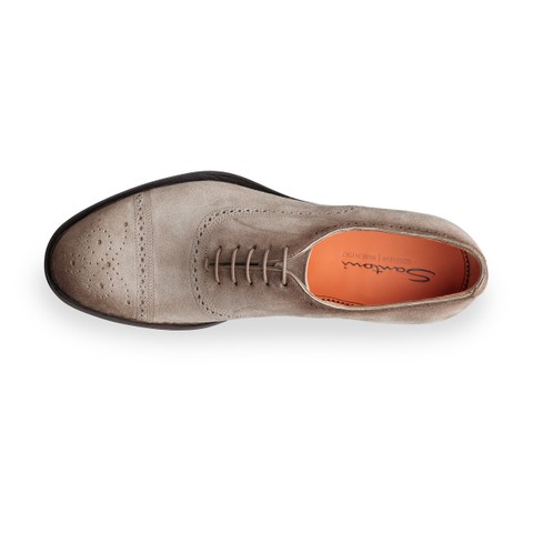 Men's dove grey suede brogue Oxford shoe - Santoni - 4
