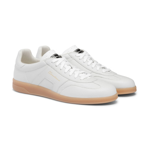 Men's white tumbled leather DBS Oly sneaker - Santoni - 3