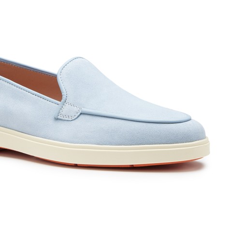 حذاء لوفر نسائي من جلد السويد بلون أزرق فاتح - Santoni - 6
