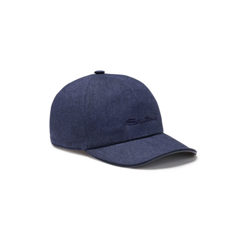 Men's blue fabric baseball cap - Santoni - 2