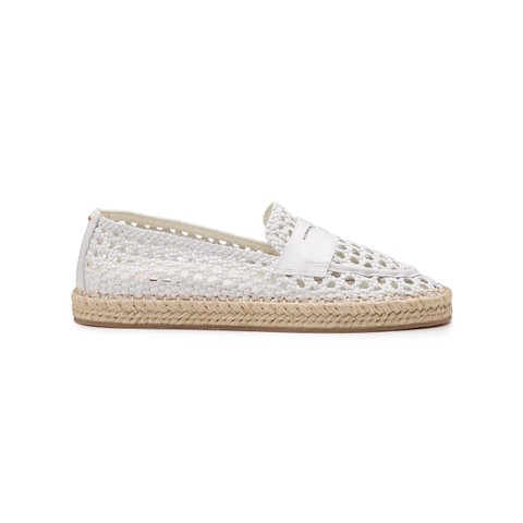 Women's white woven leather espadrillas - Santoni - 1