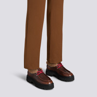 Women's brown leather lace-up with fur - Santoni - 2