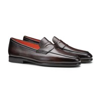 Men's dark brown leather Carlo penny loafer - Santoni - 2