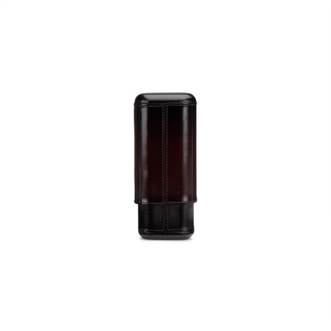 Cigar case in cedar wood covered in brown leather - Santoni - 4