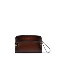 Pochette bandouli&egrave;re en cuir marron fonc&eacute; - Santoni - 1