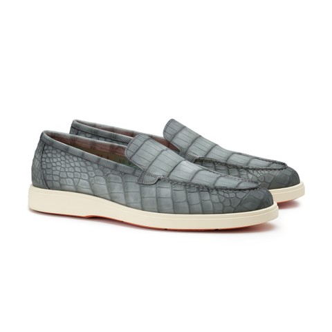 メンズ アリゲーターヌバック ローファー グリーン - Santoni - 2