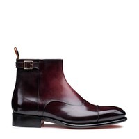 Men's burgundy leather ankle boot - Santoni - 1