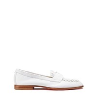 Women's white leather penny loafer - Santoni - 1