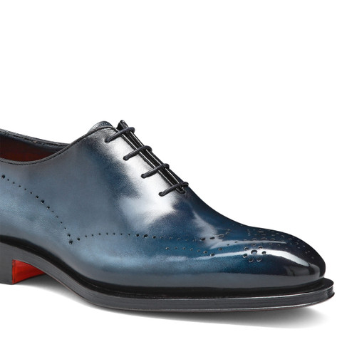Men's blue leather Oxford brogue shoe - Santoni - 5