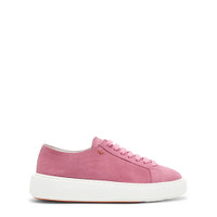 Women's pink suede sneaker - Santoni - 1