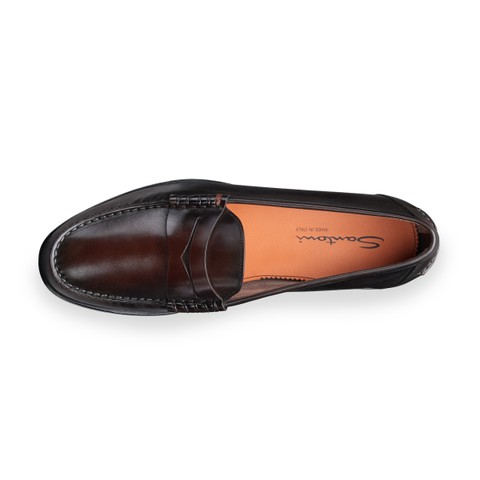 Dunkelbraune Penny Loafer f&uuml;r Herren aus Leder - Santoni - 4