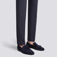 Blaue Loafer für Herren aus Wildleder mit Doppelschnalle - Santoni - 2