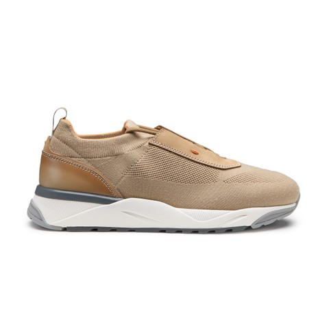Men's beige stretch knit sneaker - Santoni - 1