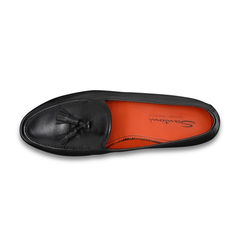 Men&rsquo;s black leather Andrea tassel loafer - Santoni - 5