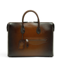 Dark brown leather laptop bag - Santoni - 1